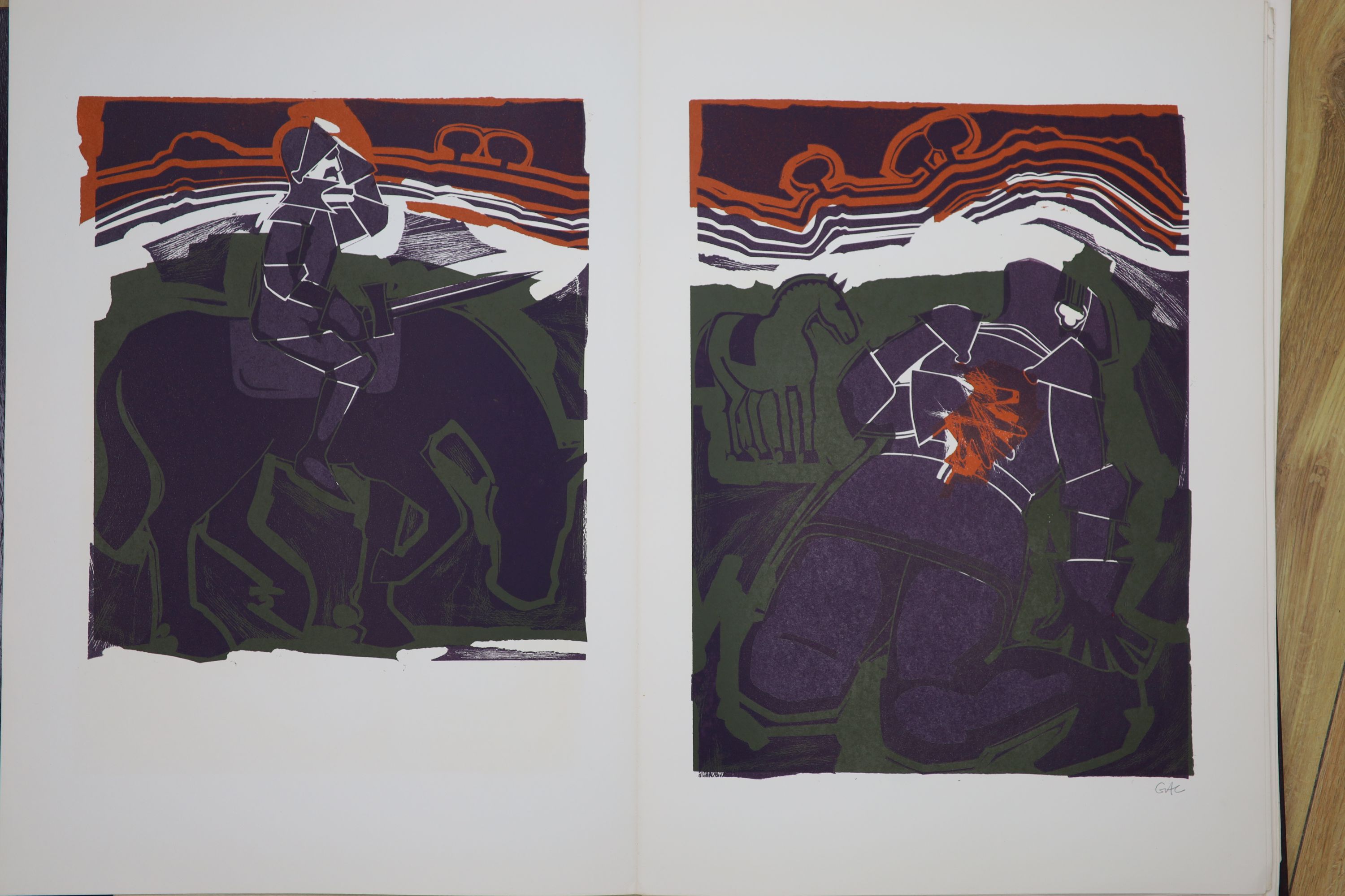 Graham Clarke, limited edition folio, 'Balyn and Balan', signed in pencil, 76/100, overall 53 x 37cm